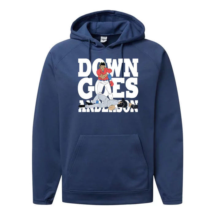 Down Goes Anderson Baseball Fight Performance Fleece Hoodie