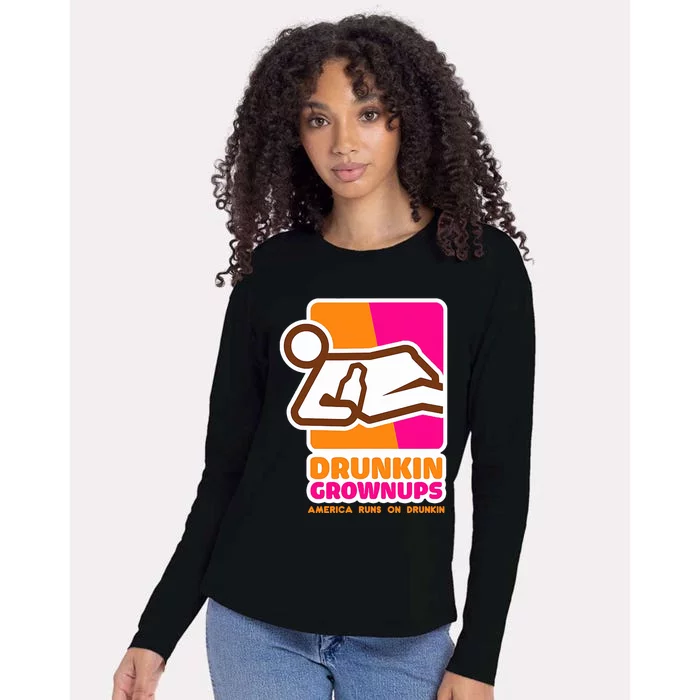 Drunkin Grownups Adult Party Sarcastic Drinking Womens Cotton Relaxed Long Sleeve T-Shirt