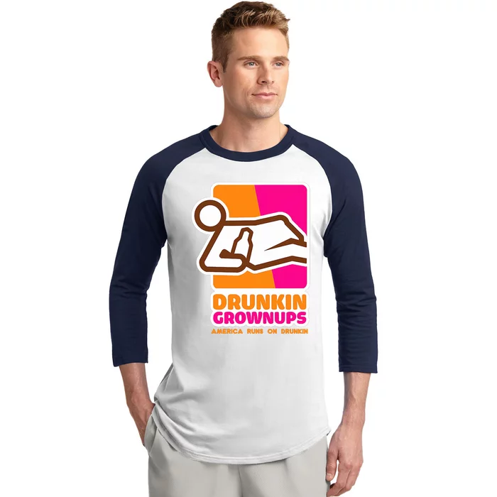 Drunkin Grownups Adult Party Sarcastic Drinking Baseball Sleeve Shirt