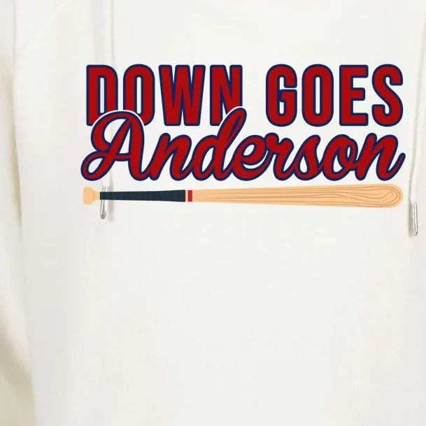 Down Goes Anderson Baseball Bat Womens Funnel Neck Pullover Hood