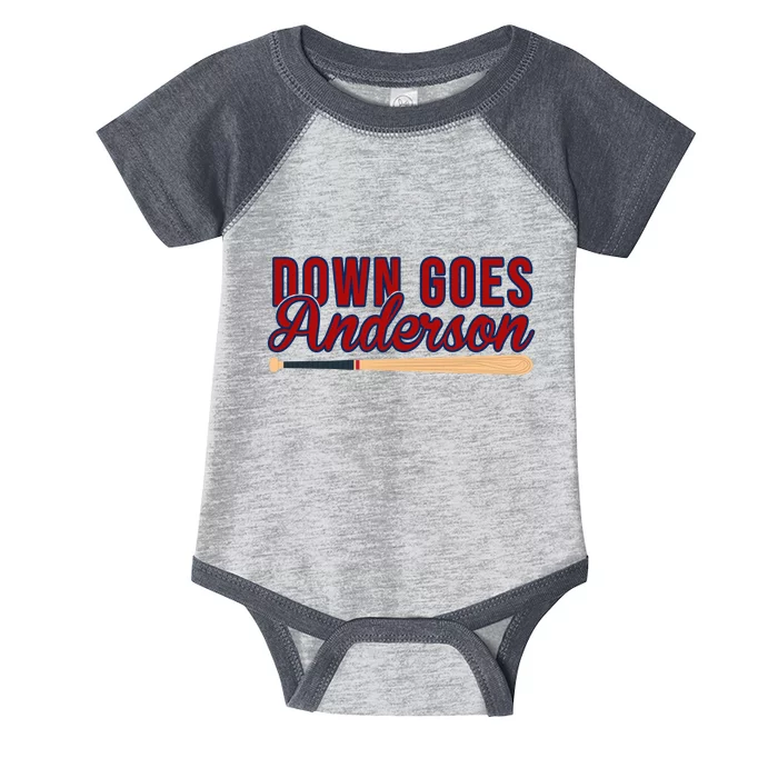 Down Goes Anderson Baseball Bat Infant Baby Jersey Bodysuit