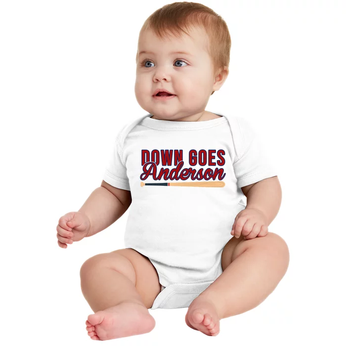 Down Goes Anderson Baseball Bat Baby Bodysuit