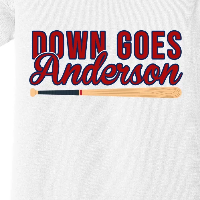 Down Goes Anderson Baseball Bat Baby Bodysuit