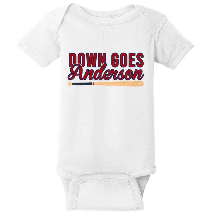 Down Goes Anderson Baseball Bat Baby Bodysuit