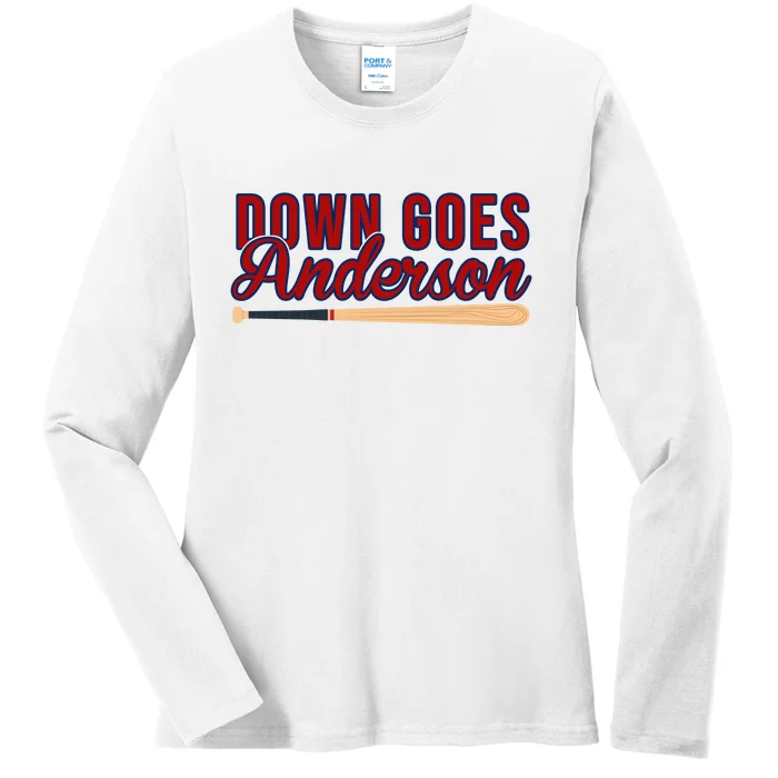 Down Goes Anderson Baseball Bat Ladies Long Sleeve Shirt