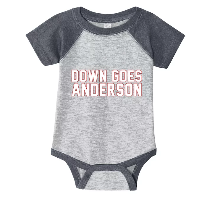 Down Goes Anderson Baseball Cleveland Vs Chicago Infant Baby Jersey Bodysuit