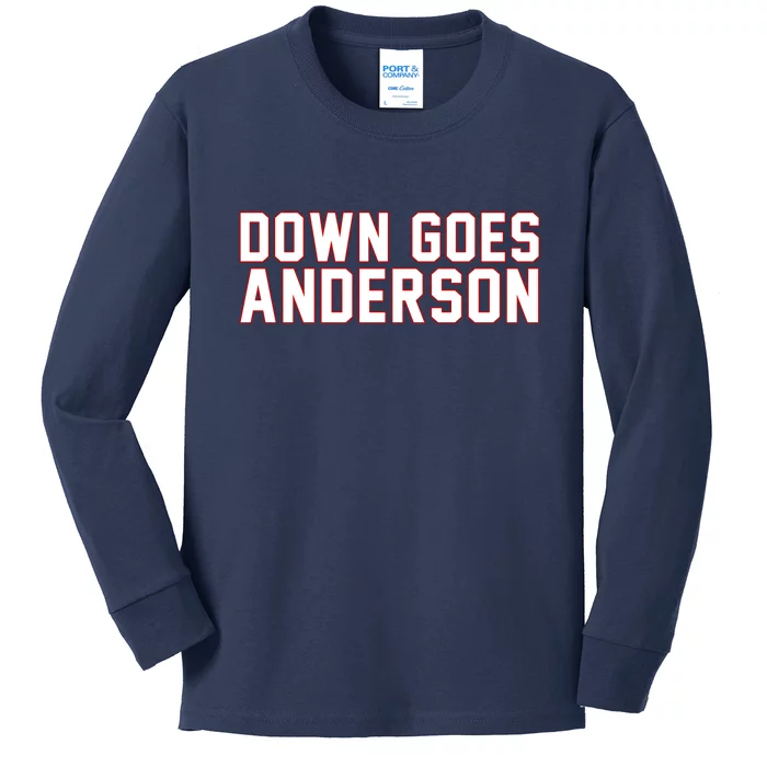 Down Goes Anderson Baseball Cleveland Vs Chicago Kids Long Sleeve Shirt