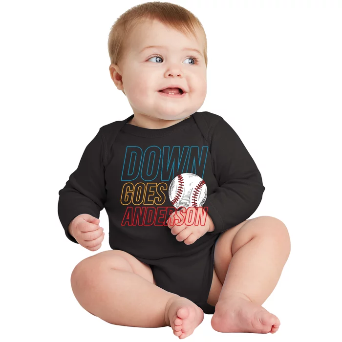 Down Goes Anderson Baseball Cleveland Chicago Fight Baby Long Sleeve Bodysuit