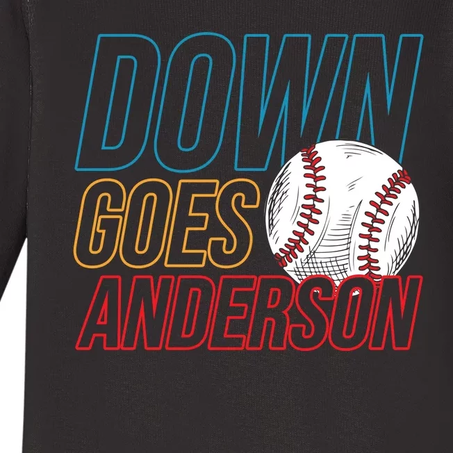 Down Goes Anderson Baseball Cleveland Chicago Fight Baby Long Sleeve Bodysuit