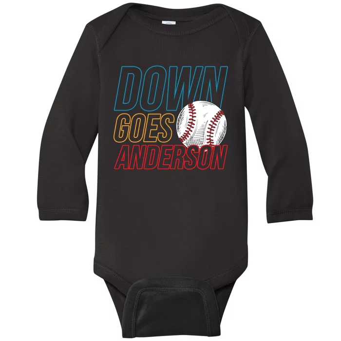 Down Goes Anderson Baseball Cleveland Chicago Fight Baby Long Sleeve Bodysuit