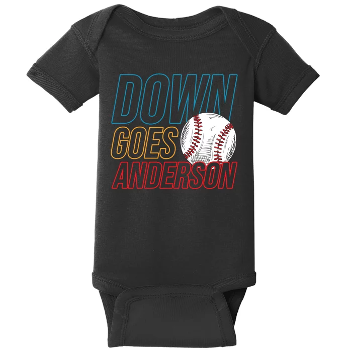 Down Goes Anderson Baseball Cleveland Chicago Fight Baby Bodysuit