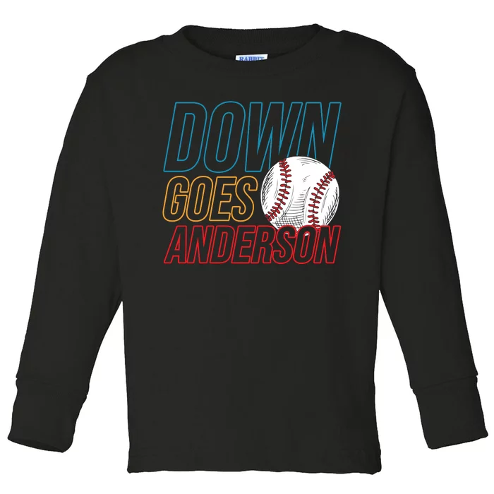 Down Goes Anderson Baseball Cleveland Chicago Fight Toddler Long Sleeve Shirt