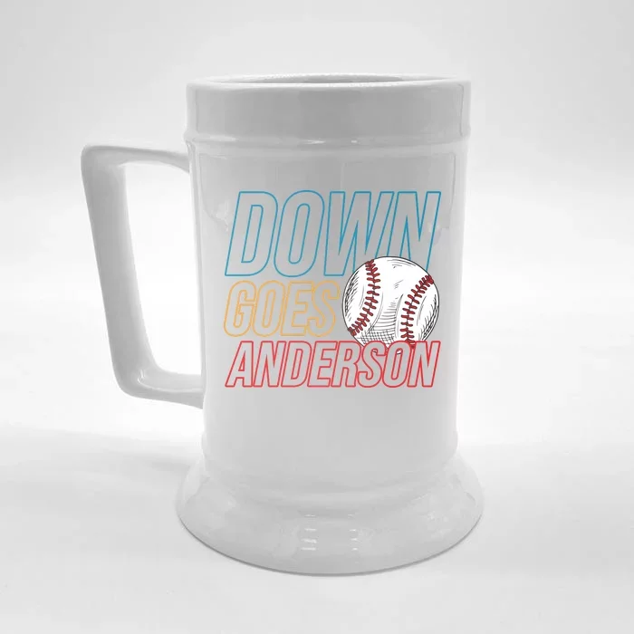 Down Goes Anderson Baseball Cleveland Chicago Fight Front & Back Beer Stein