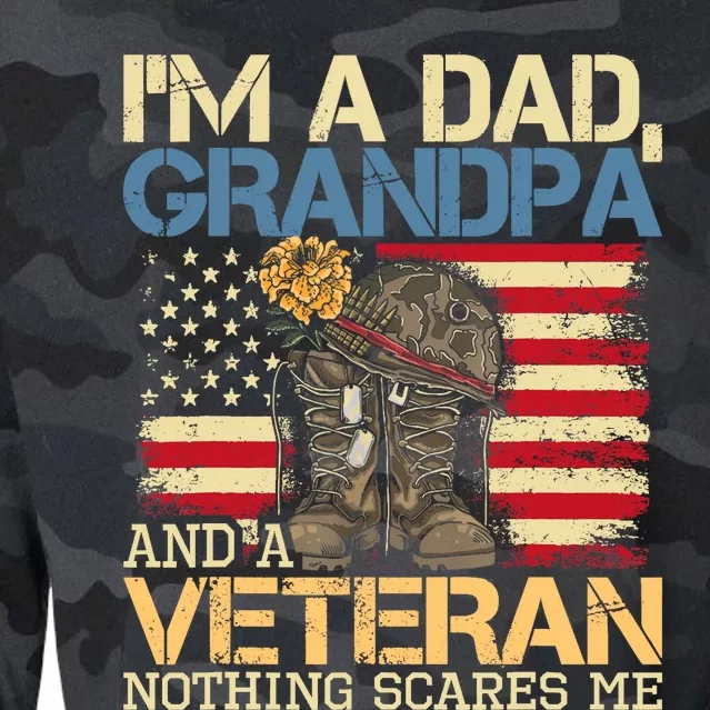 Dad Grandpa And A Veteran Granddad Papa Cropped Pullover Crew