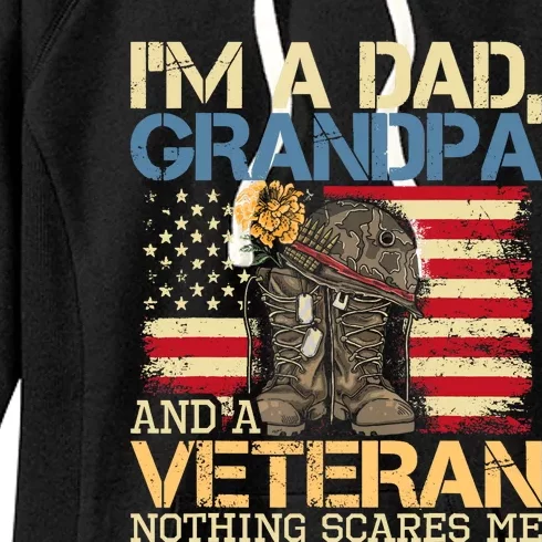 Dad Grandpa And A Veteran Granddad Papa Women's Fleece Hoodie