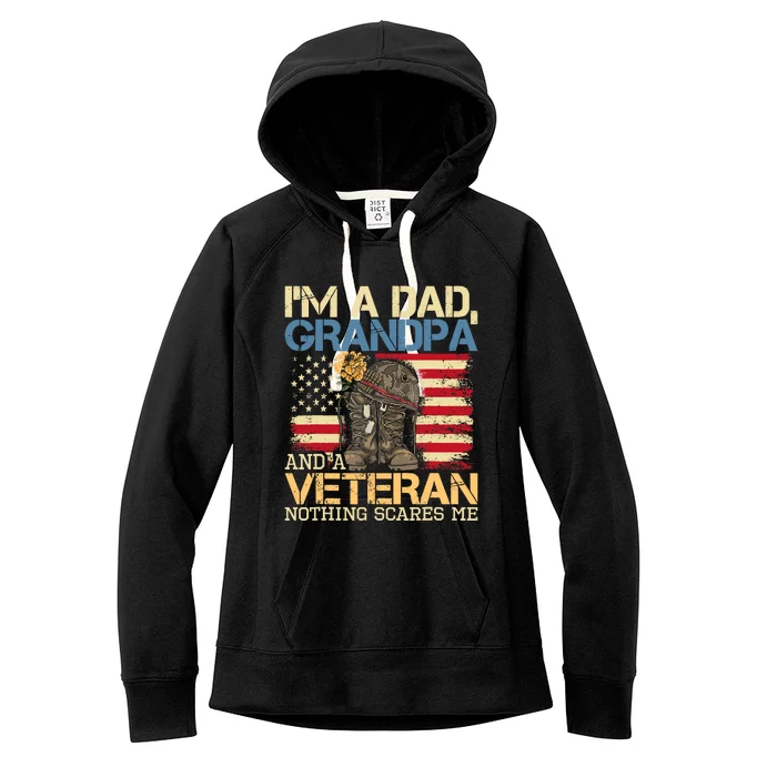 Dad Grandpa And A Veteran Granddad Papa Women's Fleece Hoodie