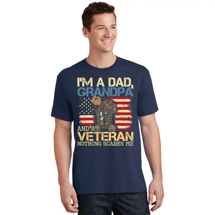 Dad Grandpa And A Veteran Granddad Papa T-Shirt