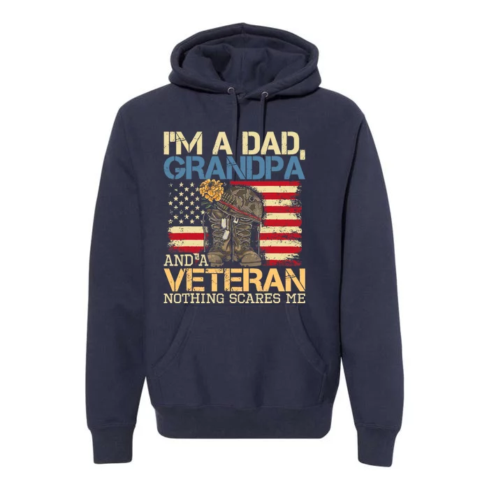 Dad Grandpa And A Veteran Granddad Papa Premium Hoodie