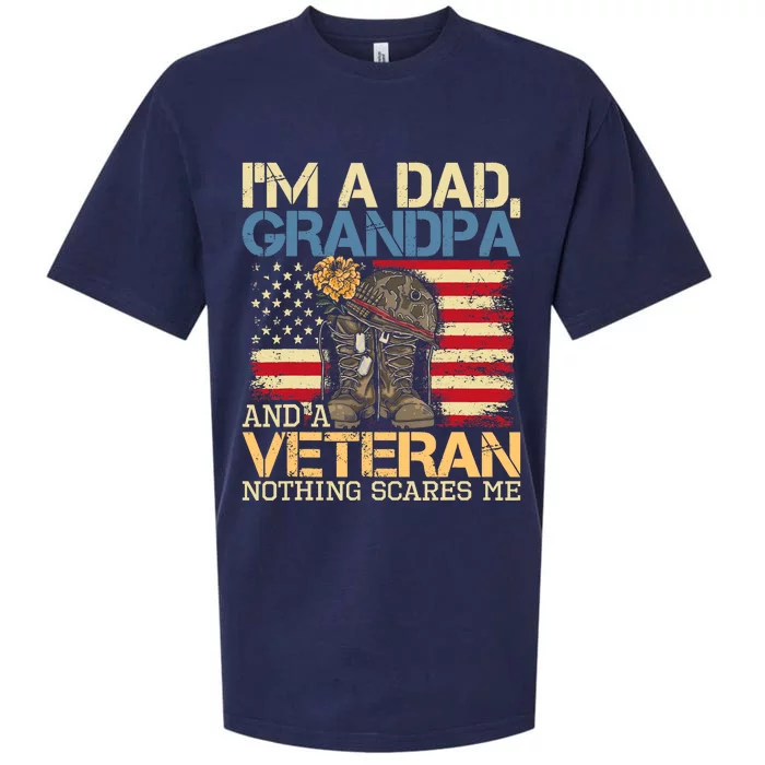 Dad Grandpa And A Veteran Granddad Papa Sueded Cloud Jersey T-Shirt