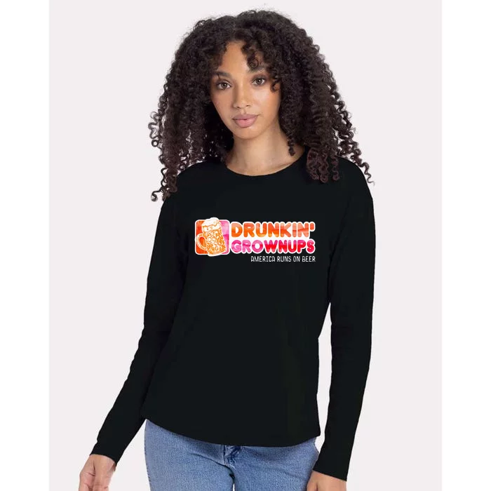 Drunken Grownups American Dad Run On Beer Womens Cotton Relaxed Long Sleeve T-Shirt