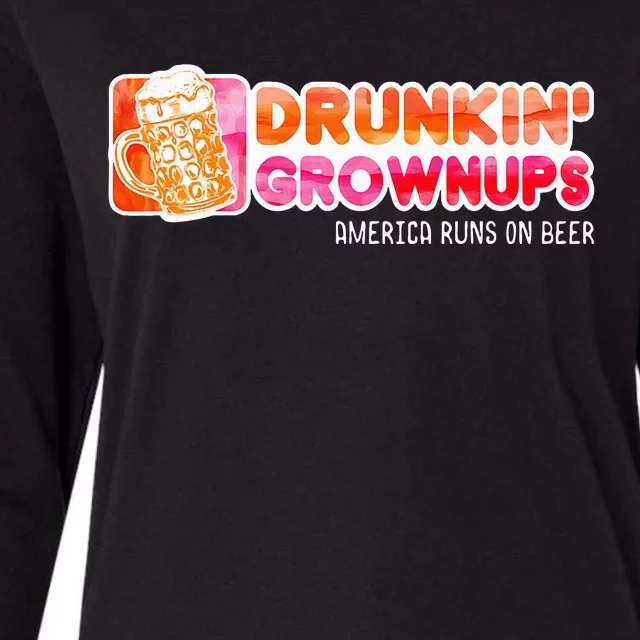 Drunken Grownups American Dad Run On Beer Womens Cotton Relaxed Long Sleeve T-Shirt