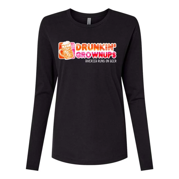 Drunken Grownups American Dad Run On Beer Womens Cotton Relaxed Long Sleeve T-Shirt