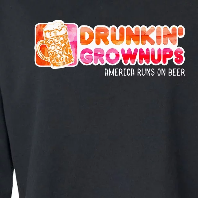 Drunken Grownups American Dad Run On Beer Cropped Pullover Crew