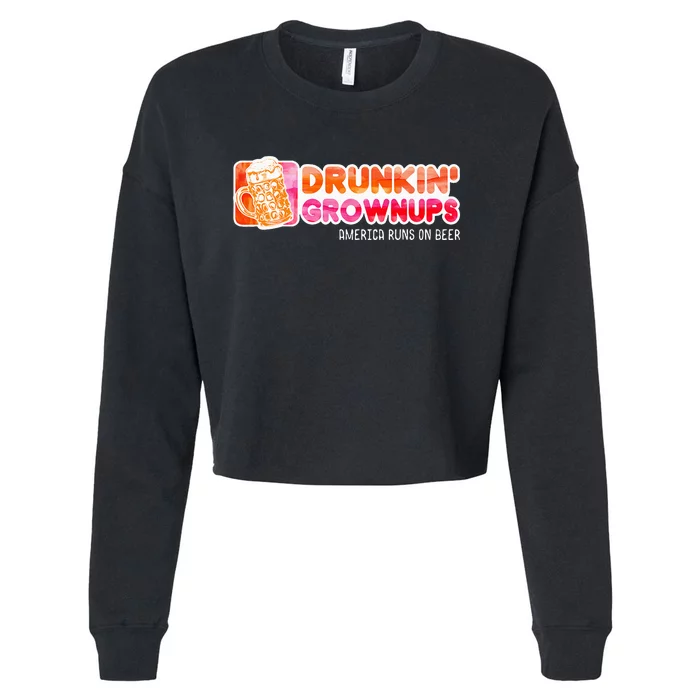 Drunken Grownups American Dad Run On Beer Cropped Pullover Crew