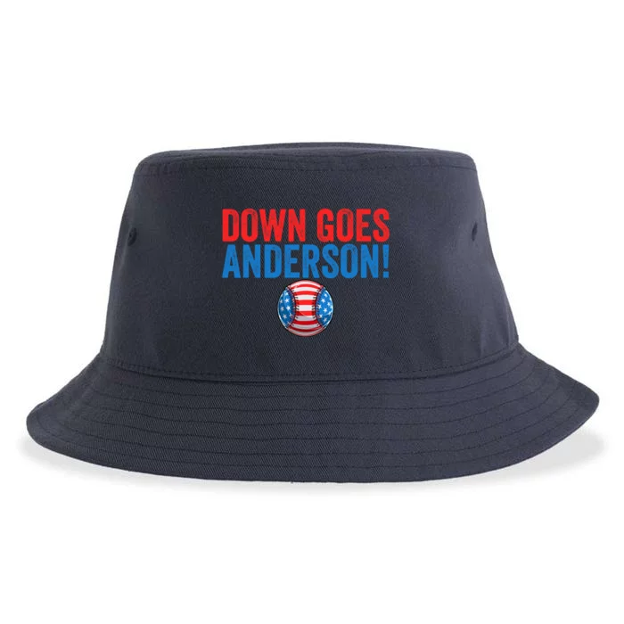 Down Goes Anderson Funny Baseball Gift Anderson Sustainable Bucket Hat