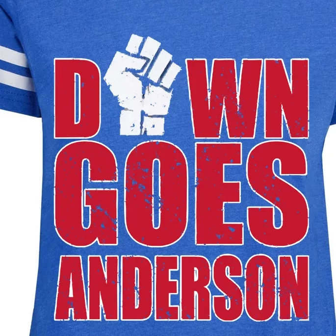 DOWN GOES ANDERSON FUNNY BASEBALL Enza Ladies Jersey Football T-Shirt