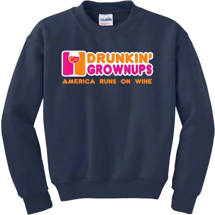 Drunkin' Grownups America Runs On Wine Funny Drinking Quote Kids Sweatshirt