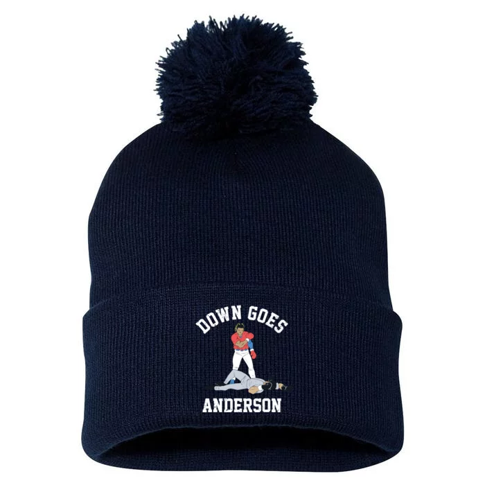 Down Goes Anderson Pom Pom 12in Knit Beanie