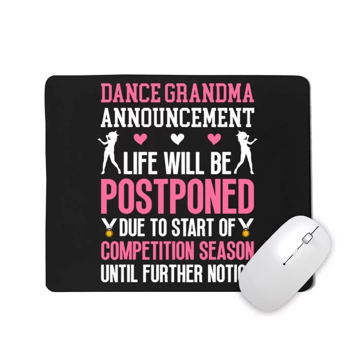 Dance Grandma Announcement Grandma Of A Dancer Grandmother Mousepad