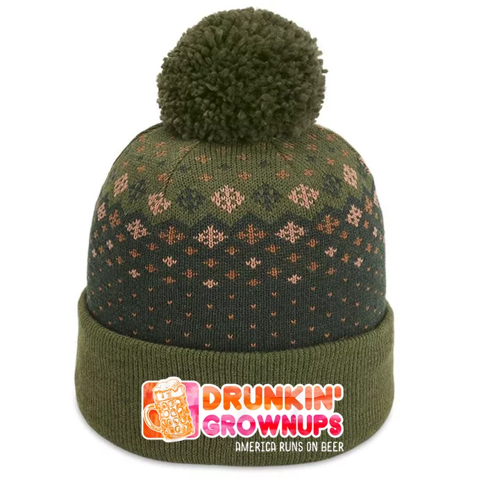 Drunken Grownups American Dad Run On Beer Funny The Baniff Cuffed Pom Beanie