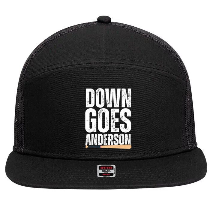 Down Goes Anderson Funny Baseball 7 Panel Mesh Trucker Snapback Hat