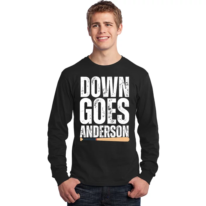 Down Goes Anderson Funny Baseball Long Sleeve Shirt