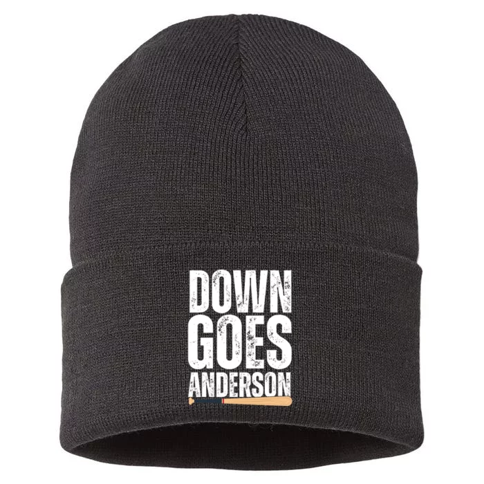 Down Goes Anderson Funny Baseball Sustainable Knit Beanie