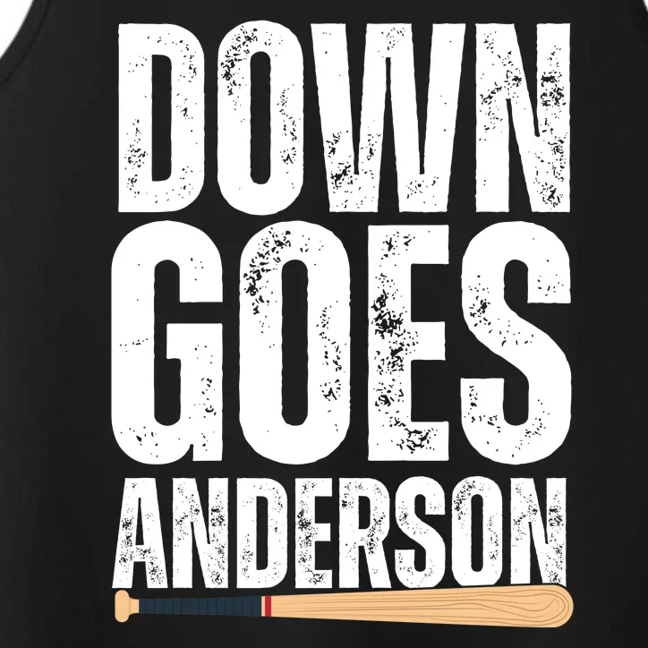 Down Goes Anderson Funny Baseball Performance Tank