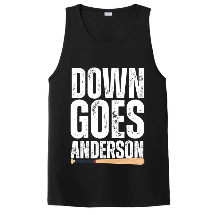 Down Goes Anderson Funny Baseball Performance Tank