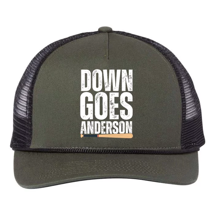 Down Goes Anderson Funny Baseball Retro Rope Trucker Hat Cap