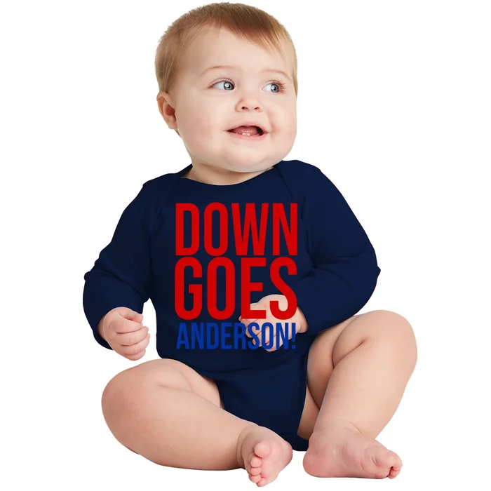 Down Goes Anderson Cleveland Vs Chicago Fight Baseball Baby Long Sleeve Bodysuit