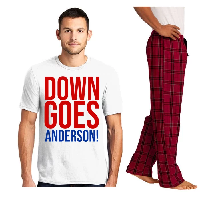 Down Goes Anderson Cleveland Vs Chicago Fight Baseball Pajama Set