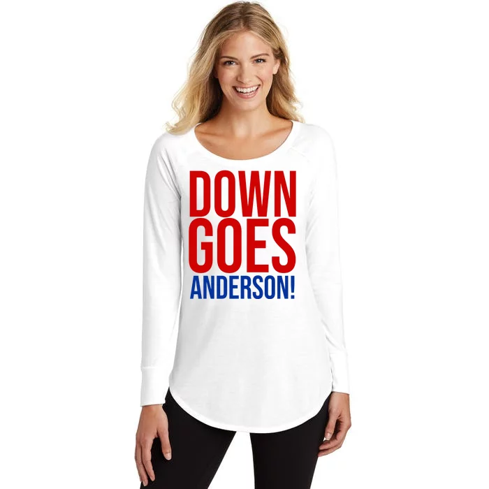 Down Goes Anderson Cleveland Vs Chicago Fight Baseball Women's Perfect Tri Tunic Long Sleeve Shirt