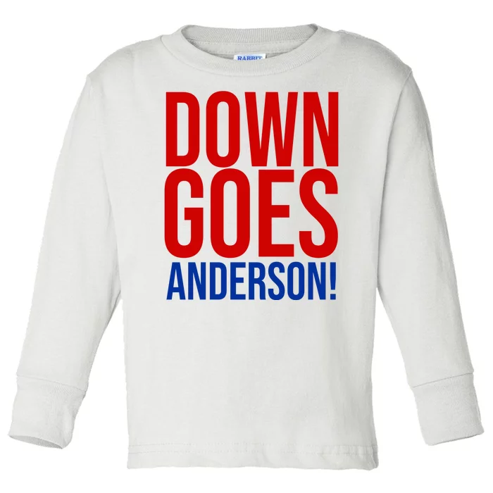 Down Goes Anderson Cleveland Vs Chicago Fight Baseball Toddler Long Sleeve Shirt