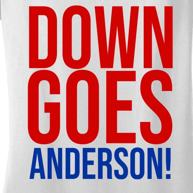 Down Goes Anderson Cleveland Vs Chicago Fight Baseball Women's V-Neck T-Shirt