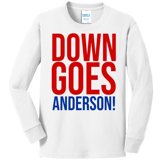 Down Goes Anderson Cleveland Vs Chicago Fight Baseball Kids Long Sleeve Shirt