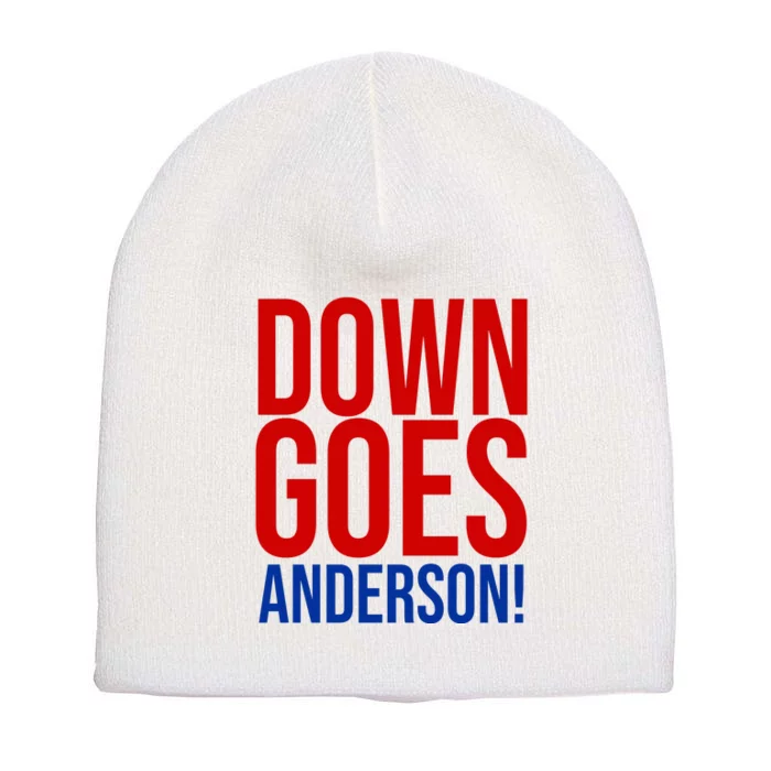 Down Goes Anderson Cleveland Vs Chicago Fight Baseball Short Acrylic Beanie