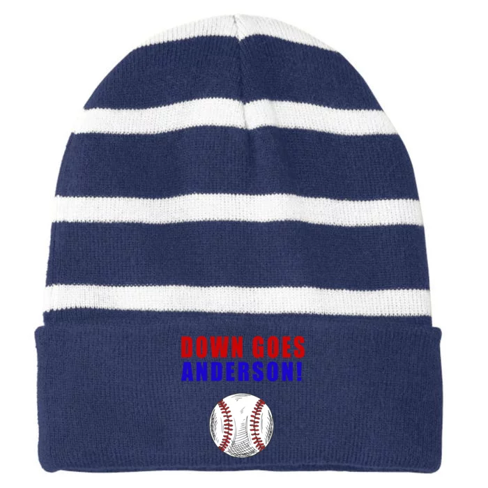 Down Goes Anderson Funny Cleveland Vs Chicago Fight Baseball Striped Beanie with Solid Band