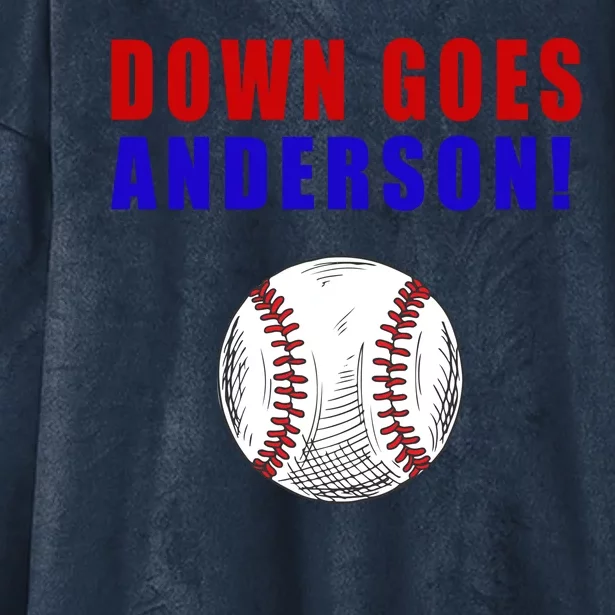 Down Goes Anderson Funny Cleveland Vs Chicago Fight Baseball Hooded Wearable Blanket