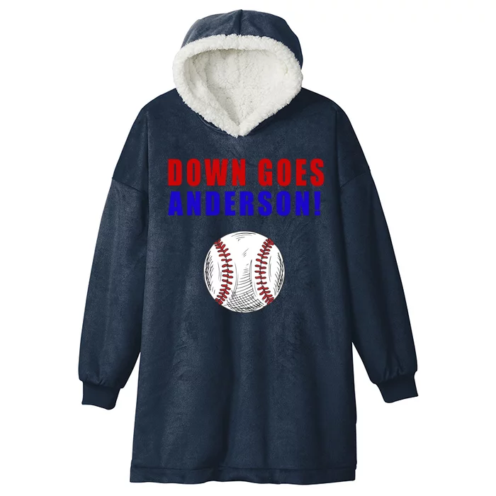 Down Goes Anderson Funny Cleveland Vs Chicago Fight Baseball Hooded Wearable Blanket